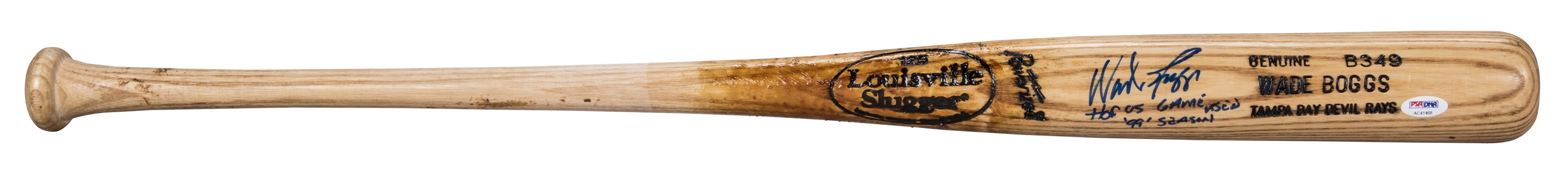 1998 Wade Boggs Game Used, Signed and Inscribed Louisville Slugger B349 Model Bat (PSA/DNA GU 8.5)